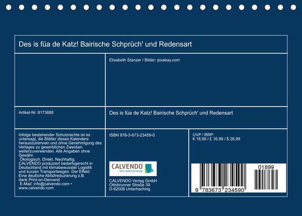 Produktbild: Des is f&uuml;a de Katz! Bairische Schpr&uuml;ch' und Redensart (Tischkalender 2022 DIN A5 quer)