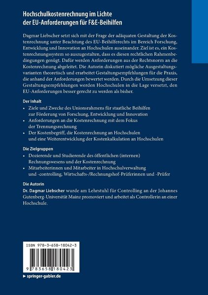 Produktbild: Hochschulkostenrechnung im Lichte der EU-Anforderungen f&uuml;r F&E-Beihilfen