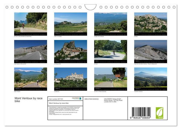 Produktbild: Mont Ventoux by race bike (Wall Calendar 2026 DIN A4 landscape), CALVENDO 12 Month Wall Calendar