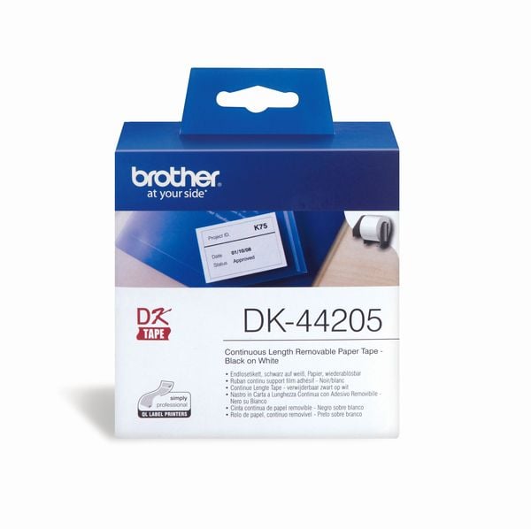 Brother DK-44205 Etiketten Rolle 62 mm x 30.48 m Papier Weiß 1 St. Wiederablösbar DK44205 Universal-Etiketten