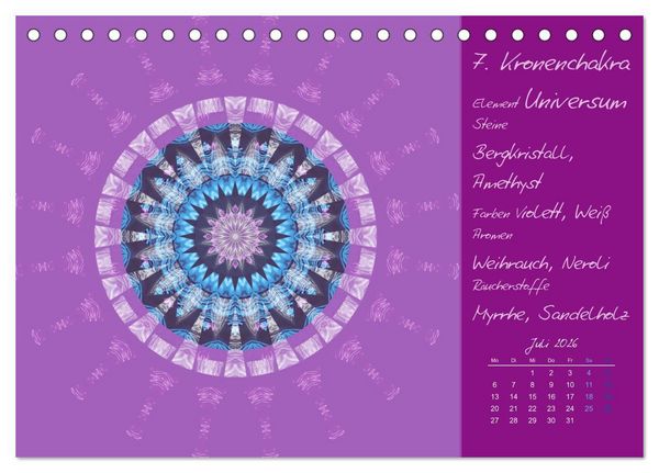 Produktbild: Kleine Chakrenlehre (Tischkalender 2026 DIN A5 quer), CALVENDO Monatskalender