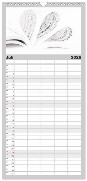 Produktbild: Familienplaner 2026 - my.LIFESTYLE - Leben in Wei&szlig; mit 5 Spalten (Wandkalender, 21 x 45 cm) CALVENDO