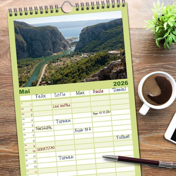 Produktbild: Familienplaner 2026 - Kroatien mit 5 Spalten (Wandkalender, 21 x 45 cm) CALVENDO