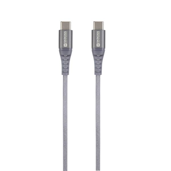 Skross USB-Kabel USB 2.0 USB-C® Stecker, USB-C® Stecker 1.20 m Space Grau Rund, Flexibel, Stoff-Ummantelung SKCA0017C-C1