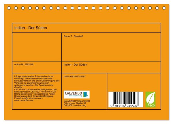 Produktbild: Indien - Der S&uuml;den (Tischkalender 2026 DIN A5 quer), CALVENDO Monatskalender