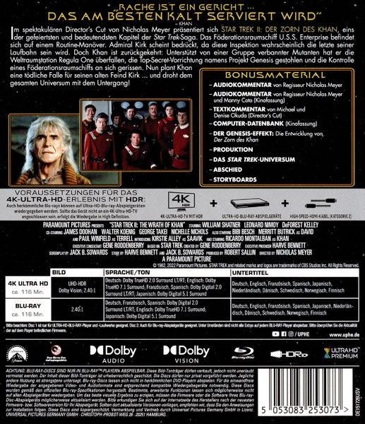 Produktbild: STAR TREK II - Der Zorn des Khan (4K Ultra HD) (+ Blu-ray)