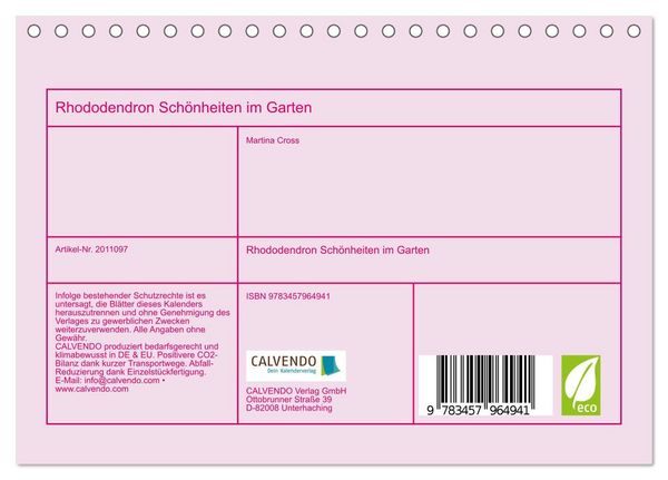 Produktbild: Rhododendron Sch&ouml;nheiten im Garten (Tischkalender 2026 DIN A5 quer), CALVENDO Monatskalender
