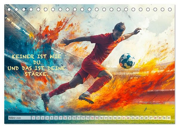 Produktbild: Fu&szlig;ball und Motivation (Tischkalender 2026 DIN A5 quer), CALVENDO Monatskalender