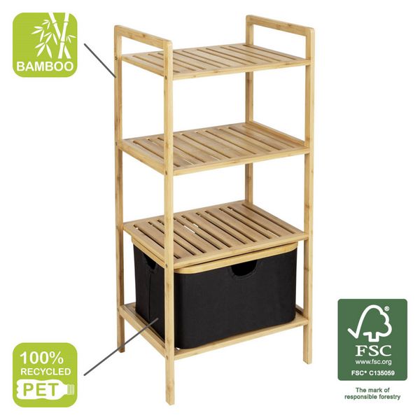 Produktbild: Regal mit 3 Etagen Mod. Ecori,  Bambus, recyceltes Polyester