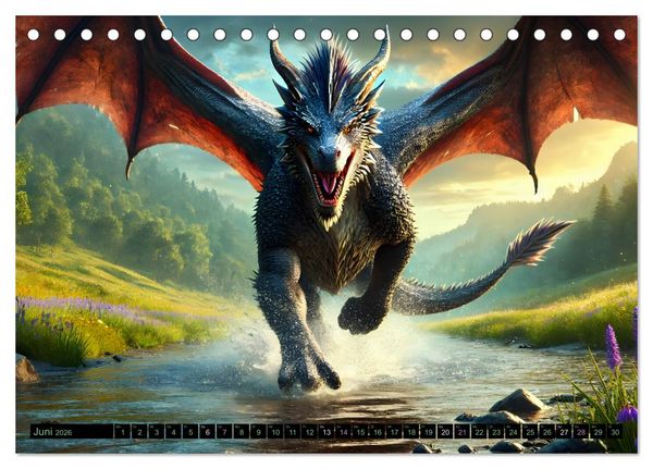 Produktbild: Pr&auml;chtige Drachen, gut oder b&ouml;se? (Tischkalender 2026 DIN A5 quer), CALVENDO Monatskalender