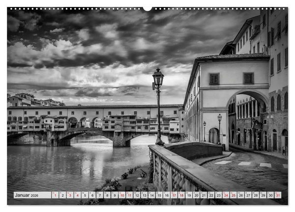 Produktbild: FLORENZ Monochrome Impressionen (Wandkalender 2026 DIN A2 quer), CALVENDO Monatskalender