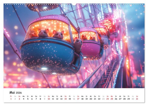 Produktbild: Hamster im Freizeitpark - Lustiger Kalender mit Jahrmarkt-Motiven (hochwertiger Premium Wandkalender 2026 DIN A2 quer), Kunstdruck in Hochglanz