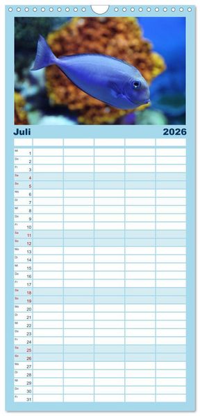 Produktbild: Familienplaner 2026 - Fische und Meerestiere mit 5 Spalten (Wandkalender, 21 x 45 cm) CALVENDO