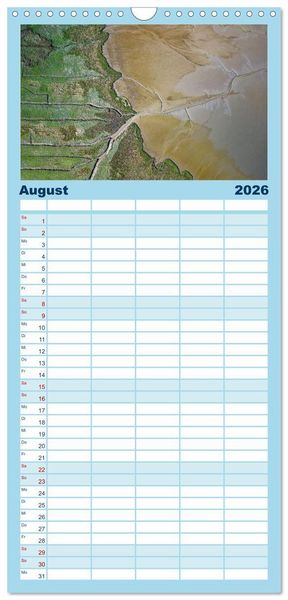 Produktbild: Familienplaner 2026 - neunziggrad I photoart: das wattenmeer von oben mit 5 Spalten (Wandkalender, 21 x 45 cm) CALVENDO