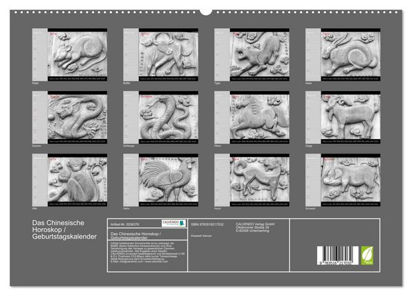 Produktbild: Das Chinesische Horoskop / Geburtstagskalender (hochwertiger Premium Wandkalender 2026 DIN A2 quer), Kunstdruck in Hochglanz
