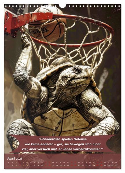 Produktbild: Der tierisch lustige Basketball-Kalender (Wandkalender 2026 DIN A3 hoch), CALVENDO Monatskalender