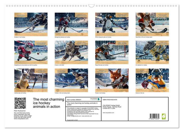 Produktbild: The most charming ice hockey animals in action (Wall Calendar 2026 DIN A2 landscape), CALVENDO 12 Month Wall Calendar