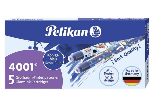 Produktbild: Pelikan Tintenpatronen 4001&reg; 5er Set bunt bedruckten Gro&szlig;raum-Tintenpatronen, K&ouml;nigsblau