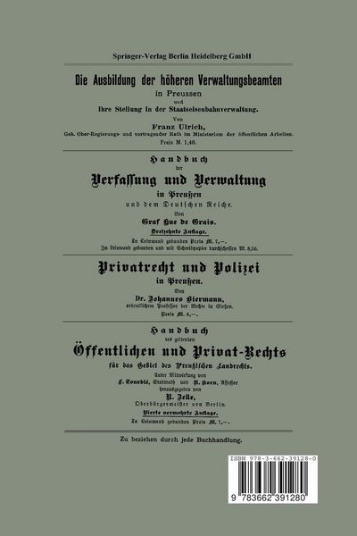 Produktbild: Ueber die staatswissenschaftliche Vorbildung zum h&ouml;heren Verwaltungsdienst in Preussen