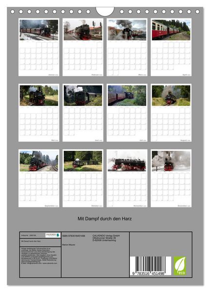 Produktbild: Mit Dampf durch den Harz (Wandkalender 2026 DIN A4 hoch), CALVENDO Monatskalender
