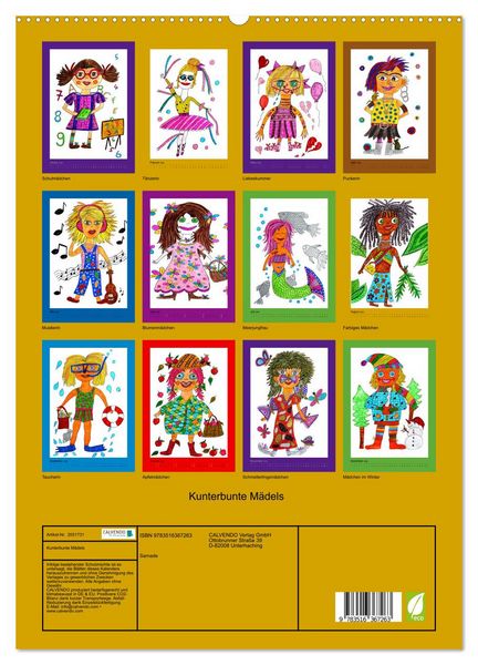 Produktbild: Kunterbunte M&auml;dels (Wandkalender 2026 DIN A2 hoch), CALVENDO Monatskalender