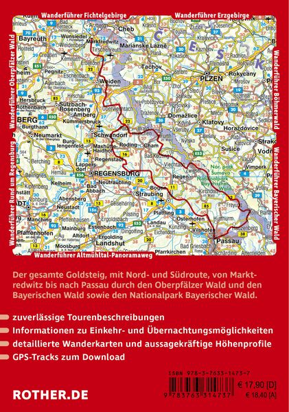 Produktbild: ROTHER Wanderf&uuml;hrer Goldsteig. Alle Etappen der Nord- und der S&uuml;droute von Marktredwitz nach Passau