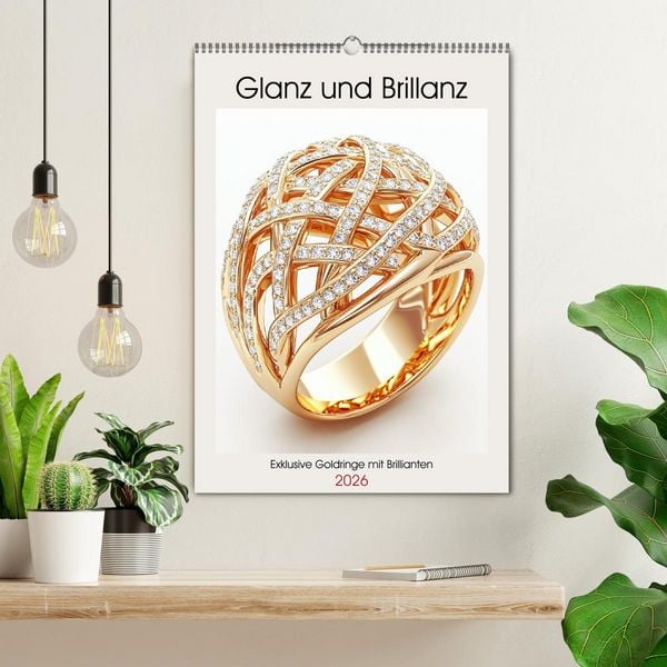 Produktbild: Glanz und Brillanz. Exklusive Goldringe mit Brillianten (Wandkalender 2026 DIN A2 hoch), CALVENDO Monatskalender