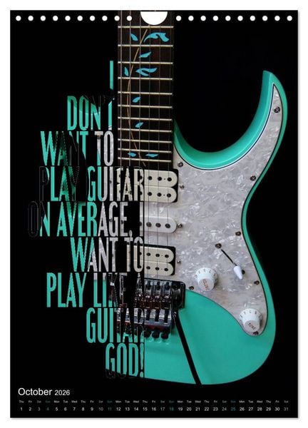 Produktbild: Rock Guitar Beauties (Wall Calendar 2026 DIN A4 portrait), CALVENDO 12 Month Wall Calendar