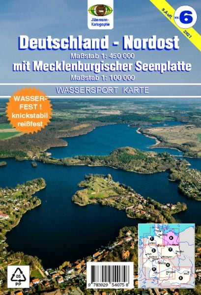 Wassersport-Wanderkarte / Deutschland Nordost für Kanu- und Rudersport, Karte von Erhard Jübermann, Jübermann, E, 9783929540758