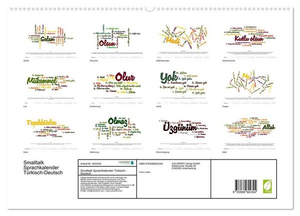 Produktbild: Smalltalk Sprachkalender T&uuml;rkisch-Deutsch (hochwertiger Premium Wandkalender 2027 DIN A2 quer), Kunstdruck in Hochglanz