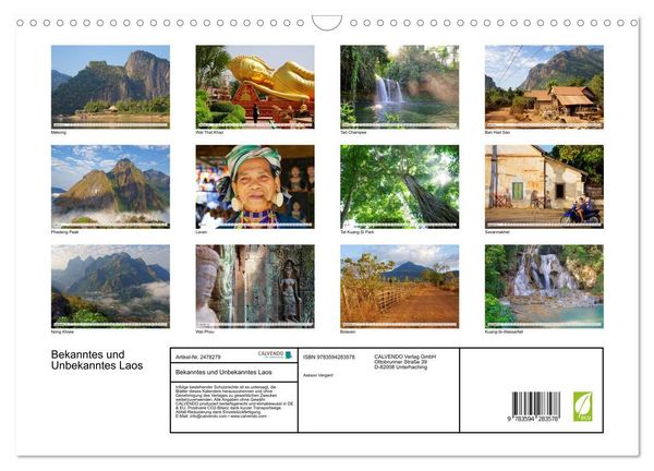 Produktbild: Bekanntes und Unbekanntes Laos (Wandkalender 2027 DIN A3 quer), CALVENDO Monatskalender