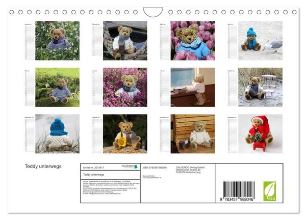Produktbild: Teddy unterwegs (Wandkalender 2026 DIN A4 quer), CALVENDO Monatskalender