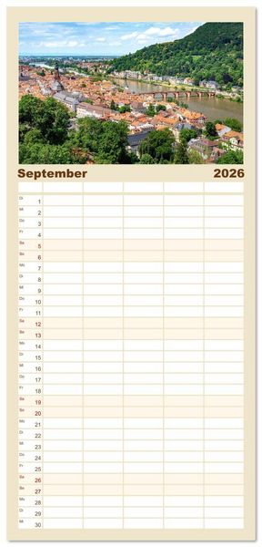 Produktbild: Familienplaner 2026 - Heidelberg im Fokus mit 5 Spalten (Wandkalender, 21 x 45 cm) CALVENDO