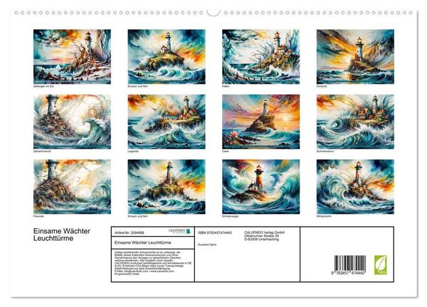 Produktbild: Einsame W&auml;chter Leuchtt&uuml;rme (hochwertiger Premium Wandkalender 2026 DIN A2 quer), Kunstdruck in Hochglanz