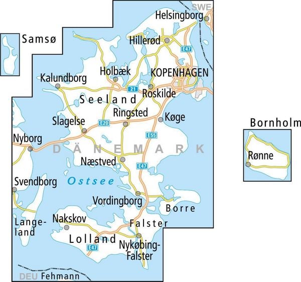 Produktbild: BVA ADFC Radtourenkarte D&auml;nemark/Kopenhagen/Seeland 1:150.000