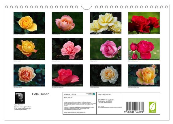 Produktbild: Edle Rosen (Wandkalender 2026 DIN A4 quer), CALVENDO Monatskalender