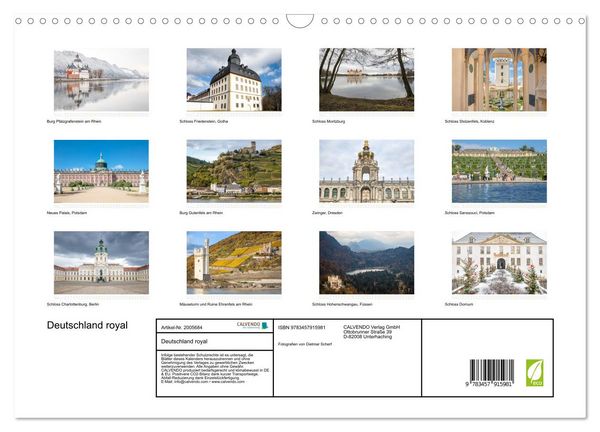 Produktbild: Deutschland royal (Wandkalender 2026 DIN A3 quer), CALVENDO Monatskalender