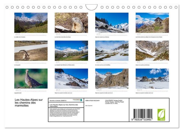 Produktbild: Les Hautes-Alpes sur les chemins des marmottes (Calendrier mural 2026 DIN A4 vertical), CALVENDO calendrier mensuel