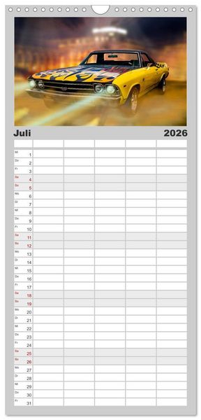 Produktbild: Familienplaner 2026 - American Classic Cars mit 5 Spalten (Wandkalender, 21 x 45 cm) CALVENDO
