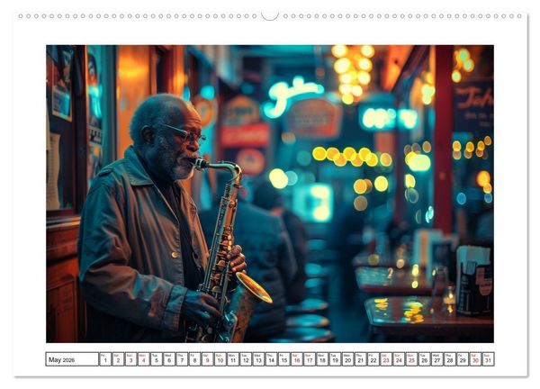 Produktbild: In Jazz Bars at Midnight (High Quality Premium Wall Calendar 2026 DIN A2 landscape),CALVENDO 12 Month Wall Calendar