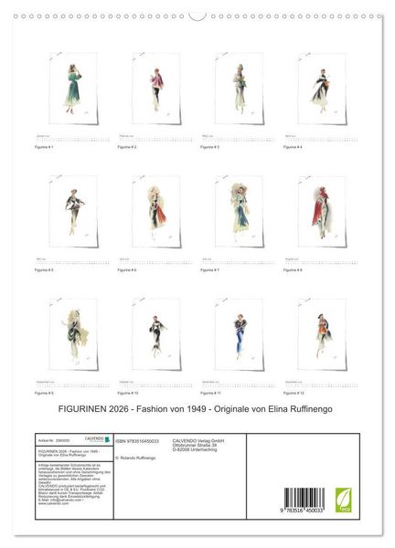 Produktbild: FIGURINEN 2026 - Fashion von 1949 - Originale von Elina Ruffinengo (hochwertiger Premium Wandkalender 2026 DIN A2 hoch), Kunstdruck in Hochglanz