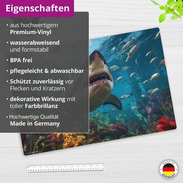 Produktbild: Cover-your-desk Schreibtischunterlage f&uuml;r Kinder Hai im Meer, aus hochwertigem Vinyl , 60 x 40 cm