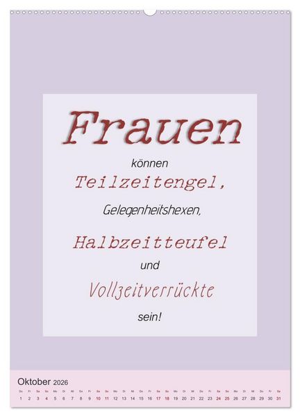 Produktbild: Was Mann &uuml;ber Frau wissen sollte und umgekehrt ... (hochwertiger Premium Wandkalender 2026 DIN A2 hoch), Kunstdruck in Hochglanz
