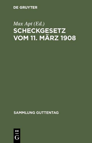 Produktbild: Scheckgesetz vom 11. M&auml;rz 1908