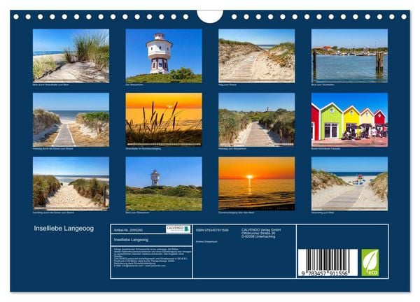 Produktbild: Inselliebe Langeoog (Wandkalender 2026 DIN A4 quer), CALVENDO Monatskalender