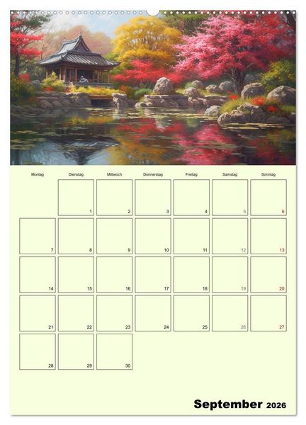 Produktbild: Im japanischen Garten. Zauberhafte Illustrationen (Wandkalender 2026 DIN A2 hoch), CALVENDO Monatskalender