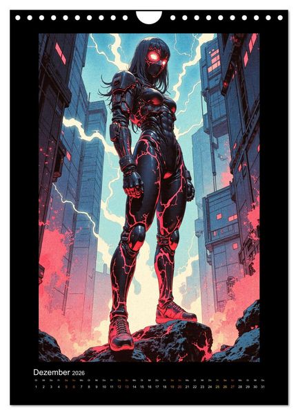 Produktbild: Cybertronic Chaos: Anime-inspirierte KI- Charaktere (Wandkalender 2026 DIN A4 hoch), CALVENDO Monatskalender