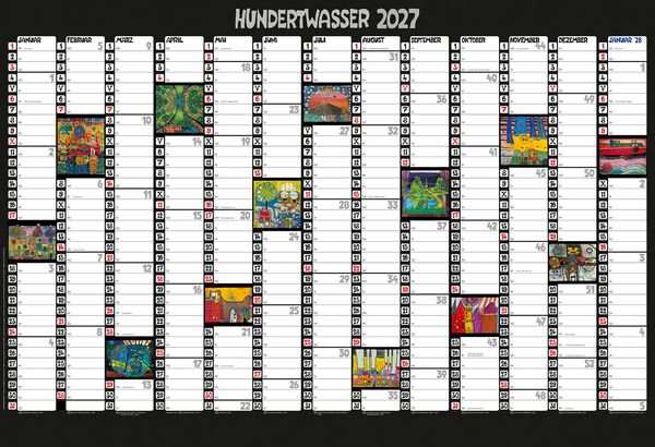 Produktbild: Hundertwasser Mini-Jahresplaner Art 2027