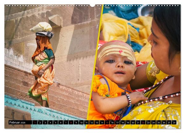Produktbild: INDIEN Menschen Farben Impressionen (Wandkalender 2026 DIN A2 quer), CALVENDO Monatskalender