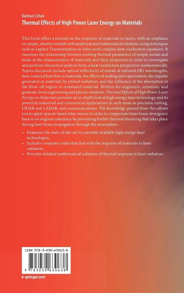 Produktbild: Thermal Effects of High Power Laser Energy on Materials